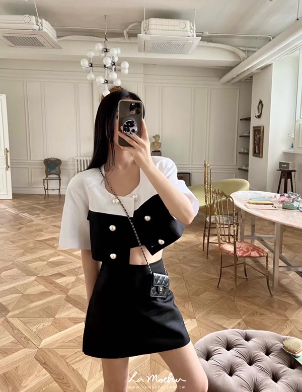 假口袋A字短裙